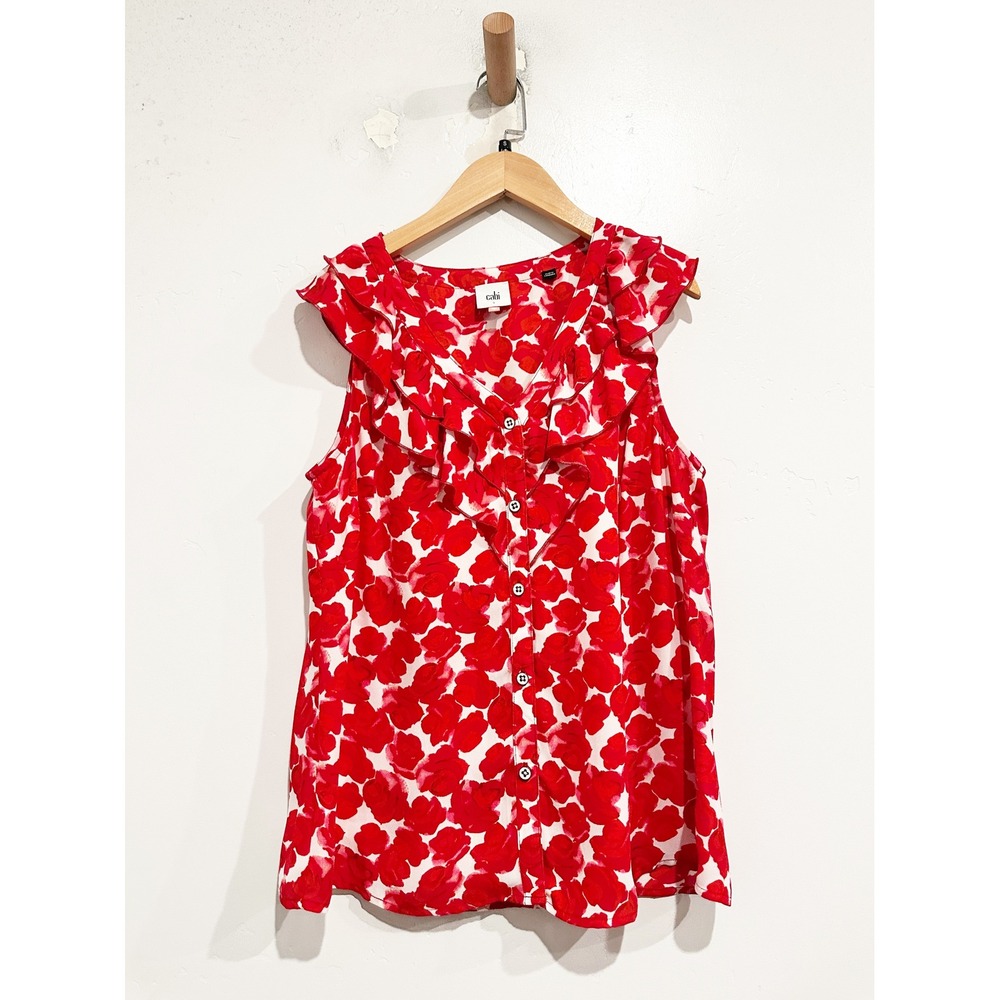 Cabi Pink Rosy Ruffle Sleeveless Blouse Size Small - Picture 3 of 10